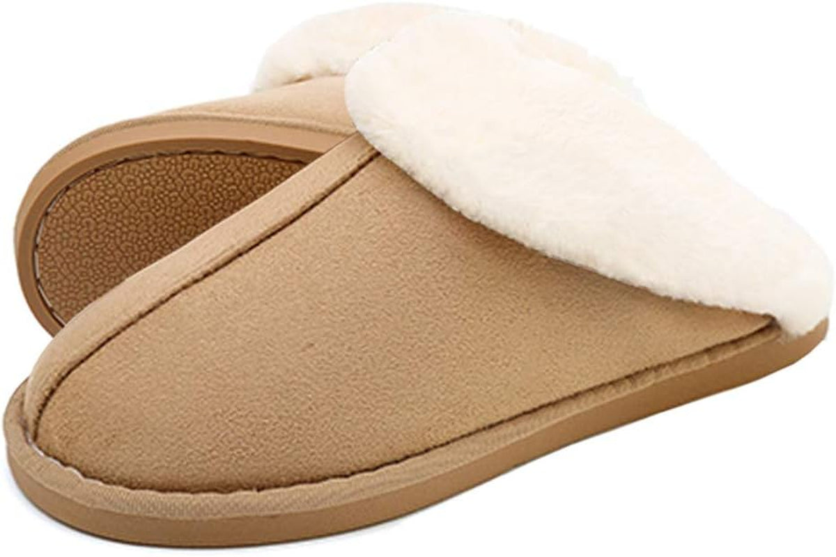 Women's Fur Slippers - Ladies' Indoor/Outdoor House Shoes with Anti-Slip Sole