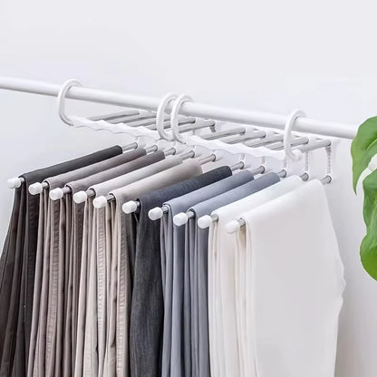5In1 Magic Trouser Rack Hangers Stainless Steel Folding Pant Rack Tie Hanger Shelves Bedroom Closet Organizer Wardrobe Storage
