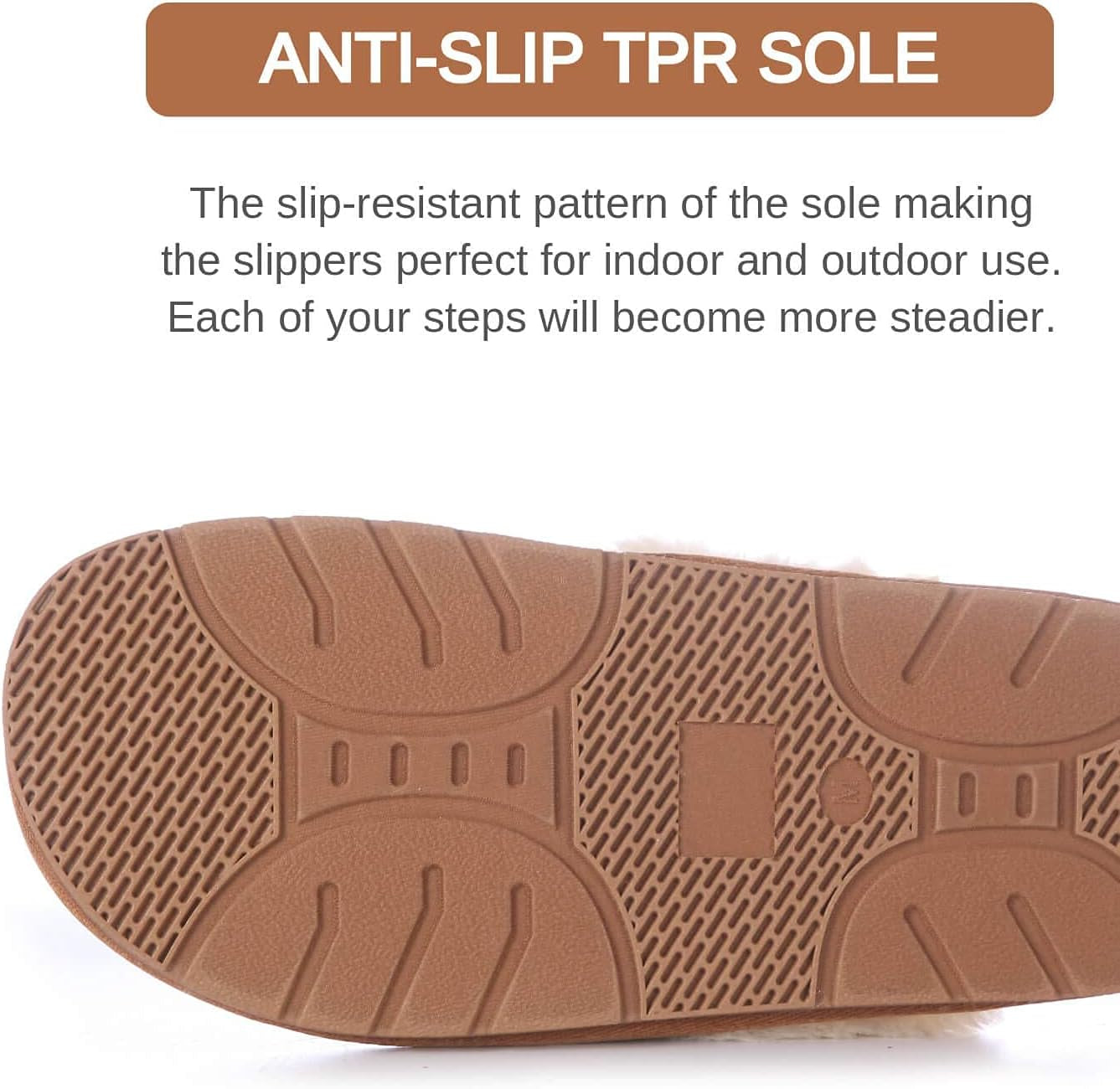 Women's Faux Fur Scuff Slippers with Anti-Skid Rubber Sole for Indoor and Outdoor Use (Camel, Small)