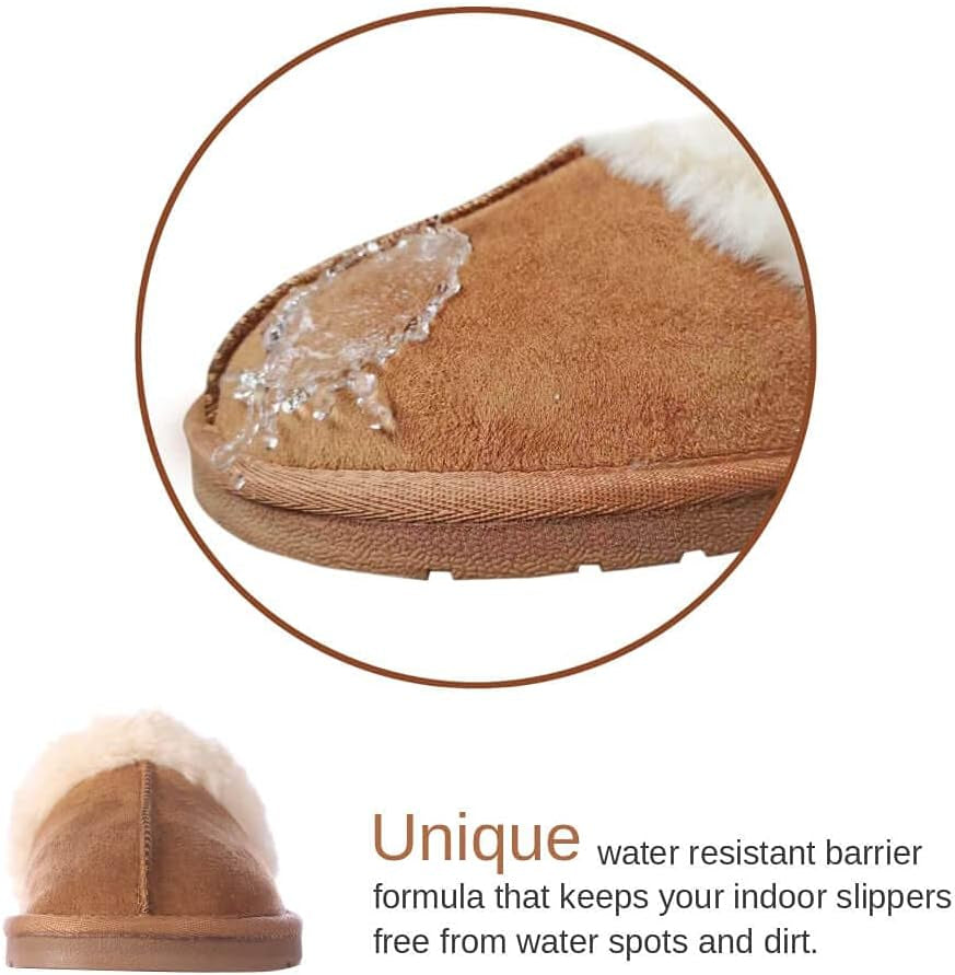 Women's Faux Fur Scuff Slippers with Anti-Skid Rubber Sole for Indoor and Outdoor Use (Camel, Small)